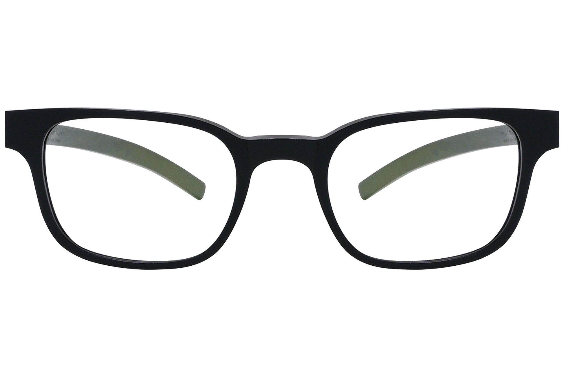 ic berlin rectangle black eyeglasses frame viewed from Front angle.