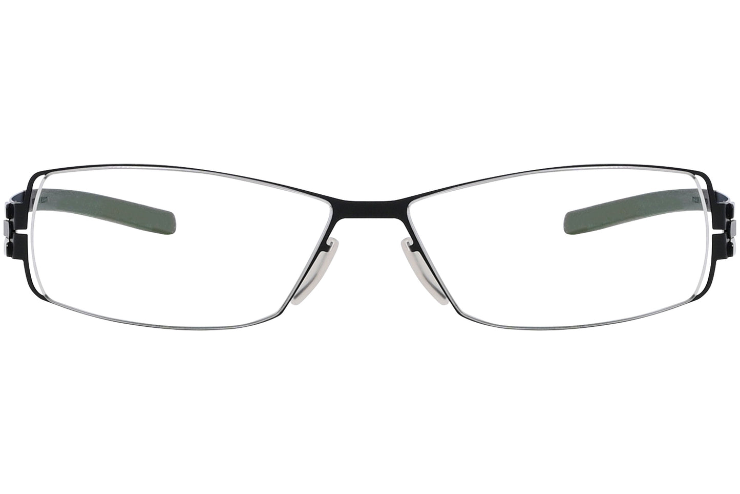 ic berlin rectangle black eyeglasses frame viewed from Front angle.