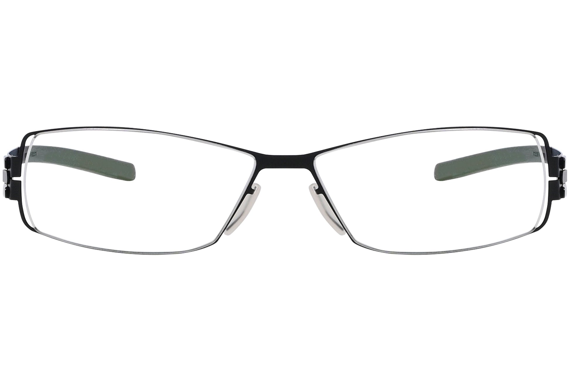 ic berlin rectangle black eyeglasses frame viewed from Front angle.