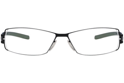 ic berlin rectangle black eyeglasses frame viewed from Front angle.