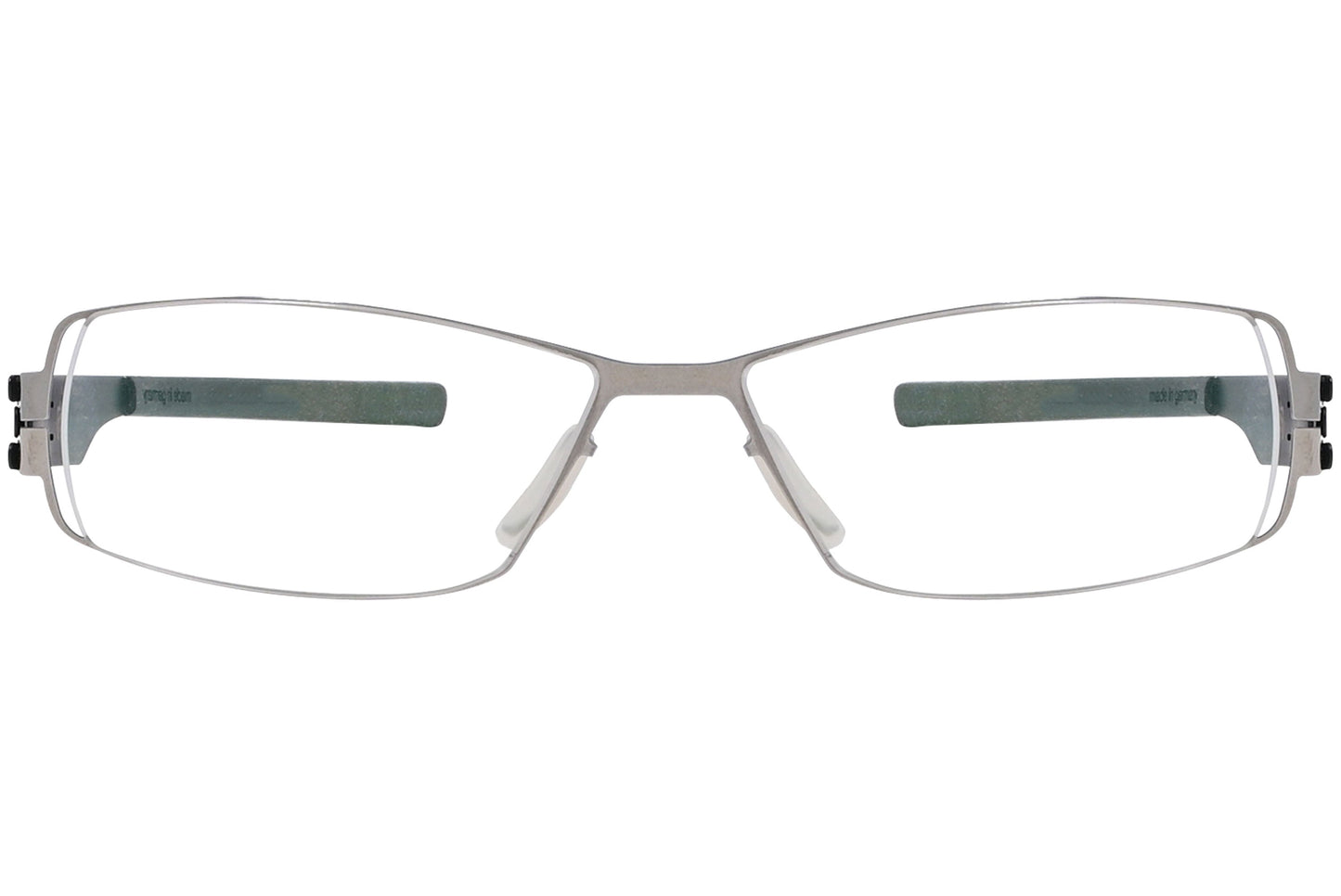 ic berlin rectangle black eyeglasses frame viewed from Front angle.