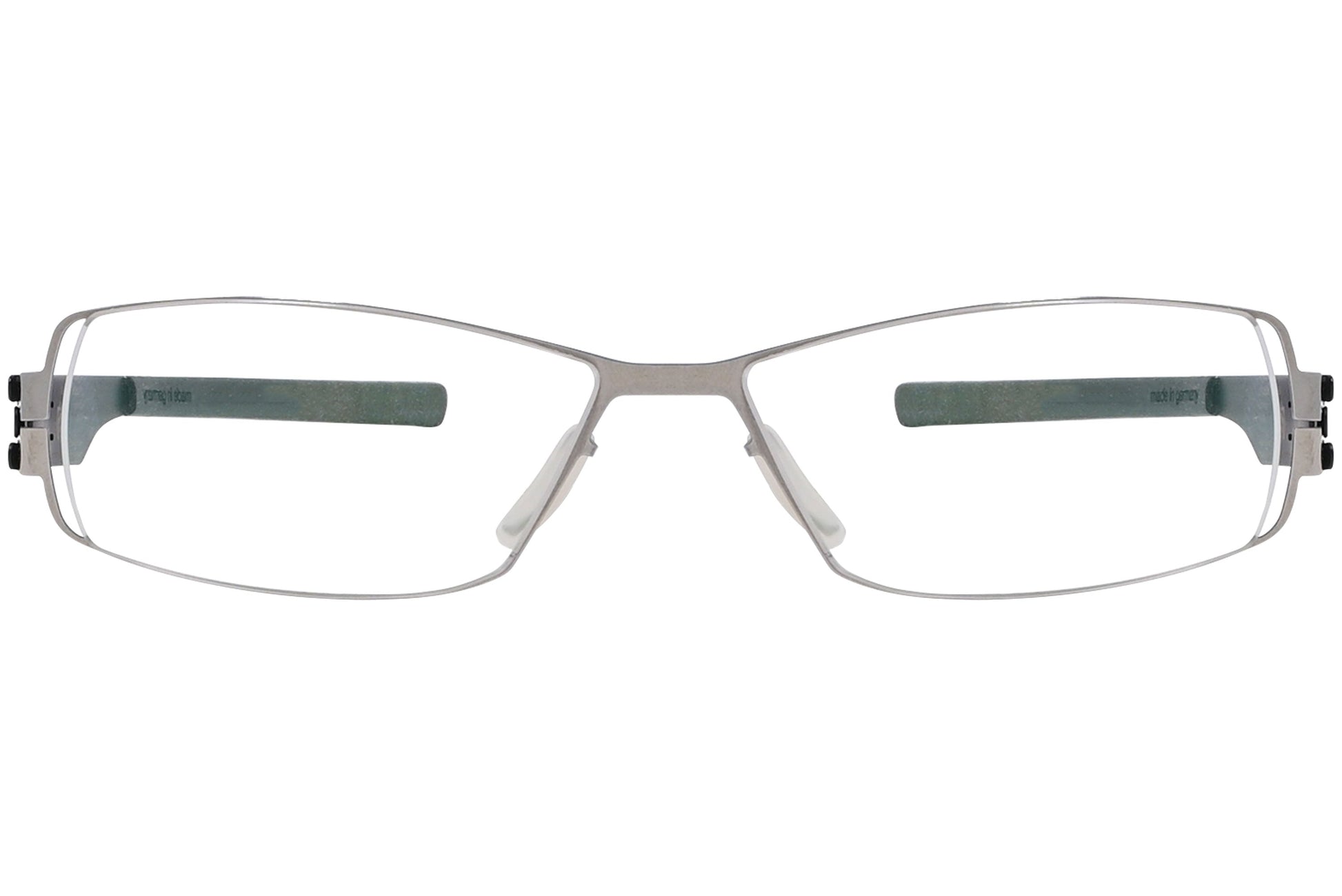 ic berlin rectangle black eyeglasses frame viewed from Front angle.