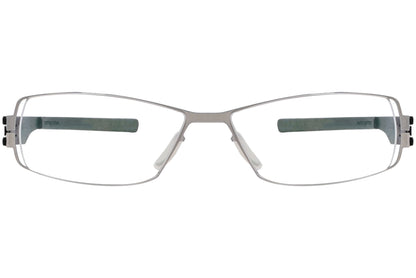 ic berlin rectangle black eyeglasses frame viewed from Front angle.