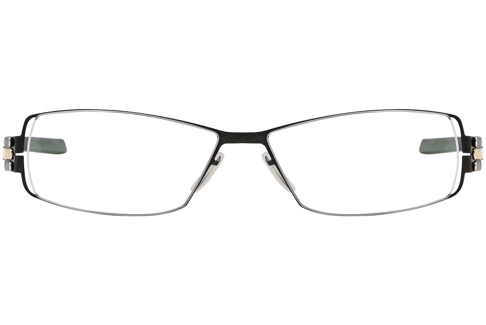 ic berlin rectangle gun metal eyeglasses frame viewed from Front angle.