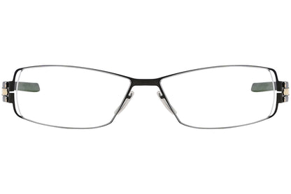 ic berlin rectangle gun metal eyeglasses frame viewed from Front angle.