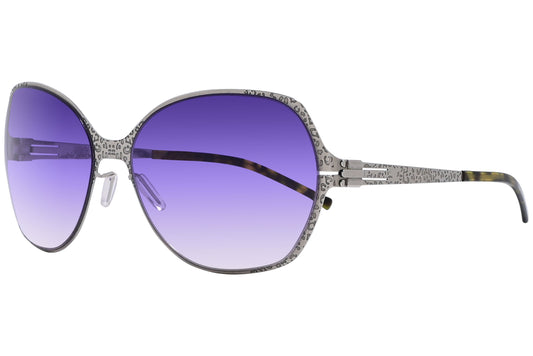 Ic Berlin Chrome Color Square Sunglasses Viewed From A 45-Degree Angle.