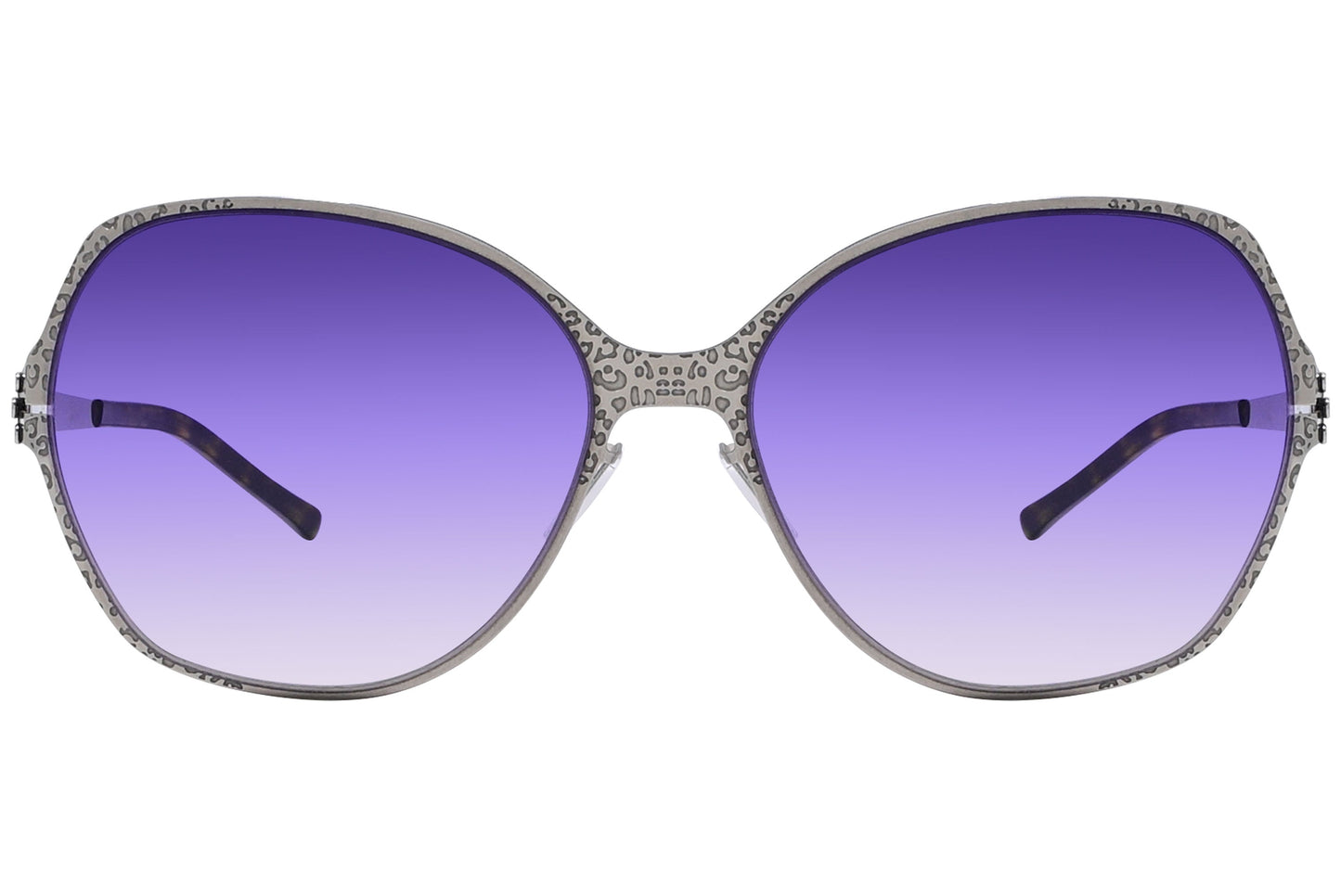 Ic Berlin Chrome Color Square Sunglasses Viewed From Front Angle.