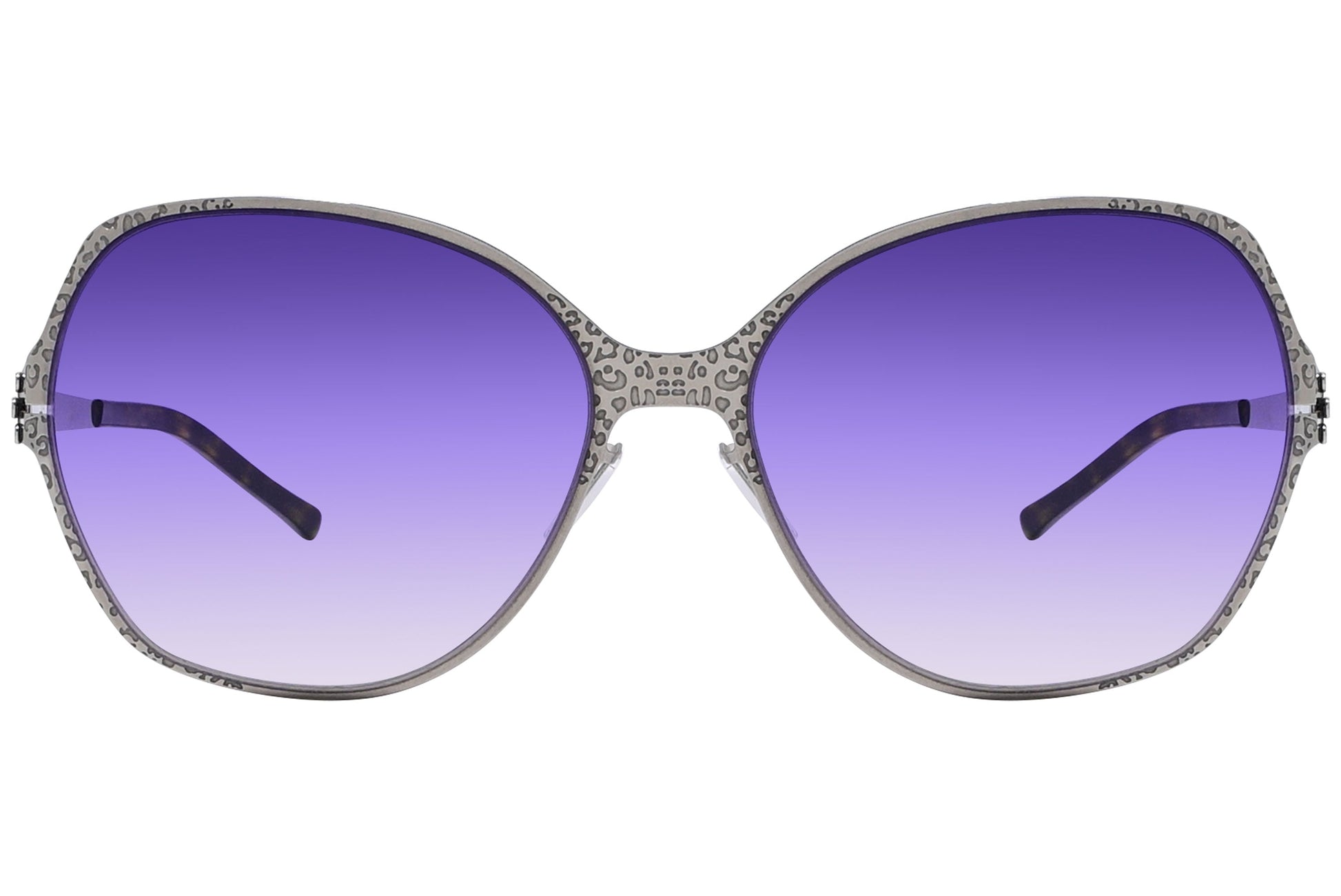 Ic Berlin Chrome Color Square Sunglasses Viewed From Front Angle.