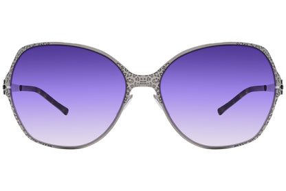 Ic Berlin Chrome Color Square Sunglasses Viewed From Front Angle.