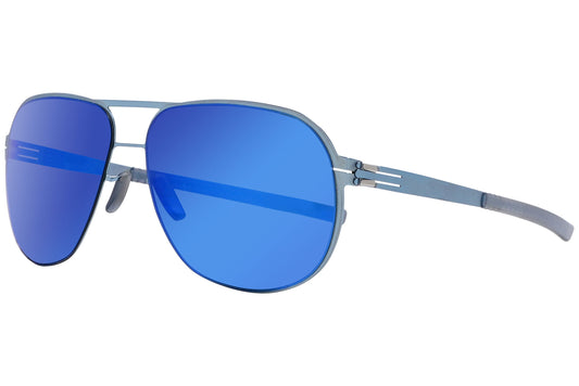 Ic Berlin Electric Light Blue Color Aviator Sunglasses Viewed From A 45-Degree Angle.