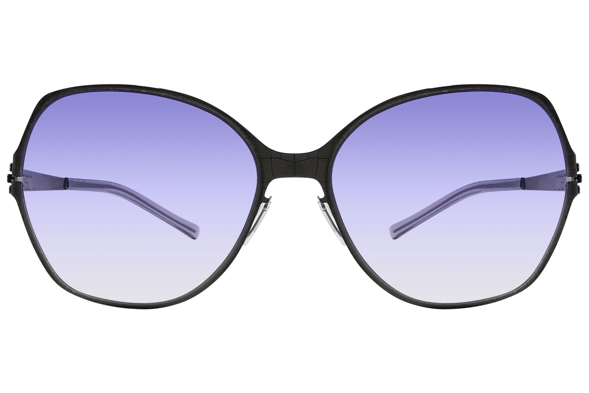 Ic Berlin Gun Metal Color Square Sunglasses Viewed From Front Angle.