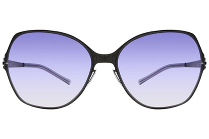 Ic Berlin Gun Metal Color Square Sunglasses Viewed From Front Angle.