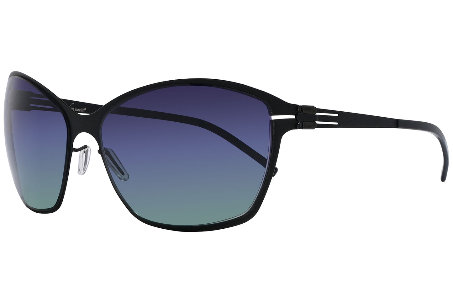 Ic Berlin Black Color Square Sunglasses Viewed From A 45-Degree Angle.