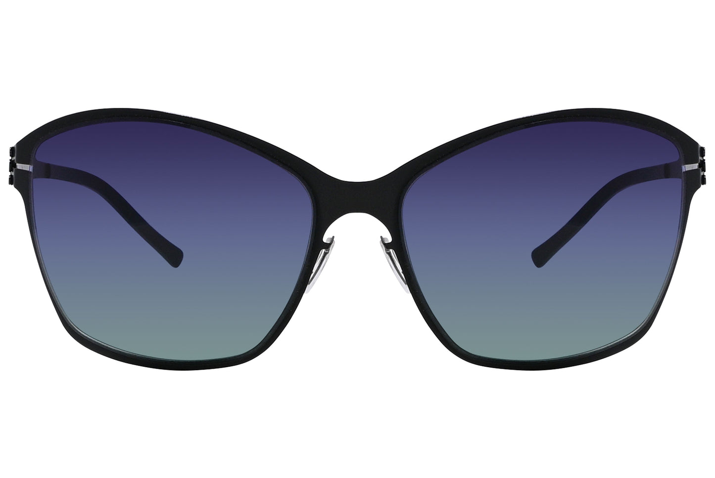 Ic Berlin Black Color Square Sunglasses Viewed From Front Angle.