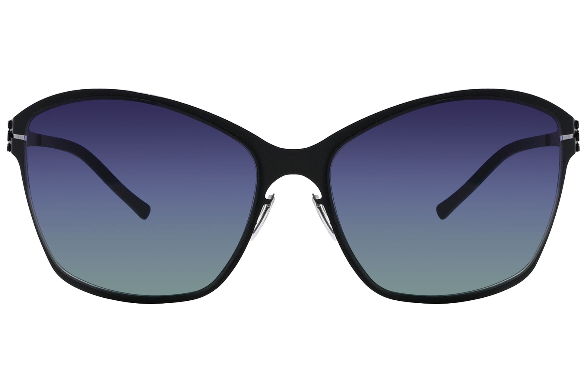 Ic Berlin Black Color Square Sunglasses Viewed From Front Angle.