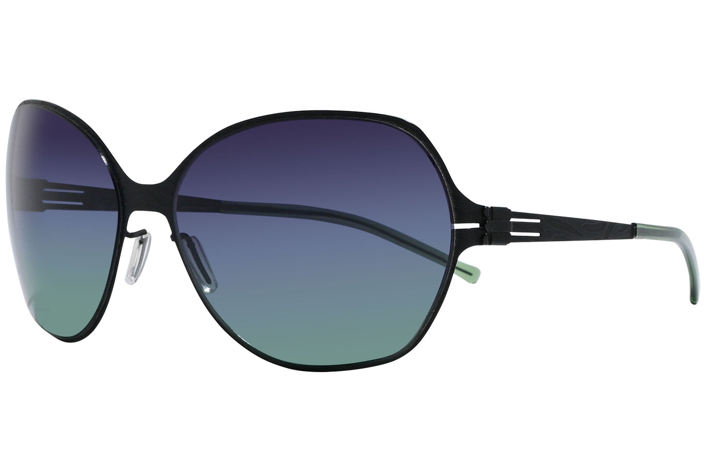 Ic Berlin Black Color Square Sunglasses Viewed From A 45-Degree Angle.