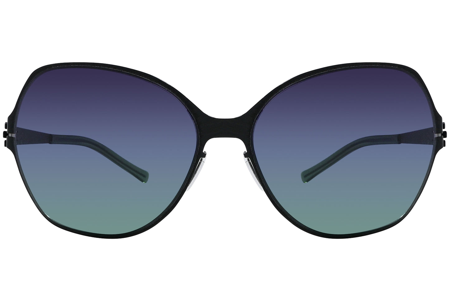 Ic Berlin Black Color Square Sunglasses Viewed From Front Angle.