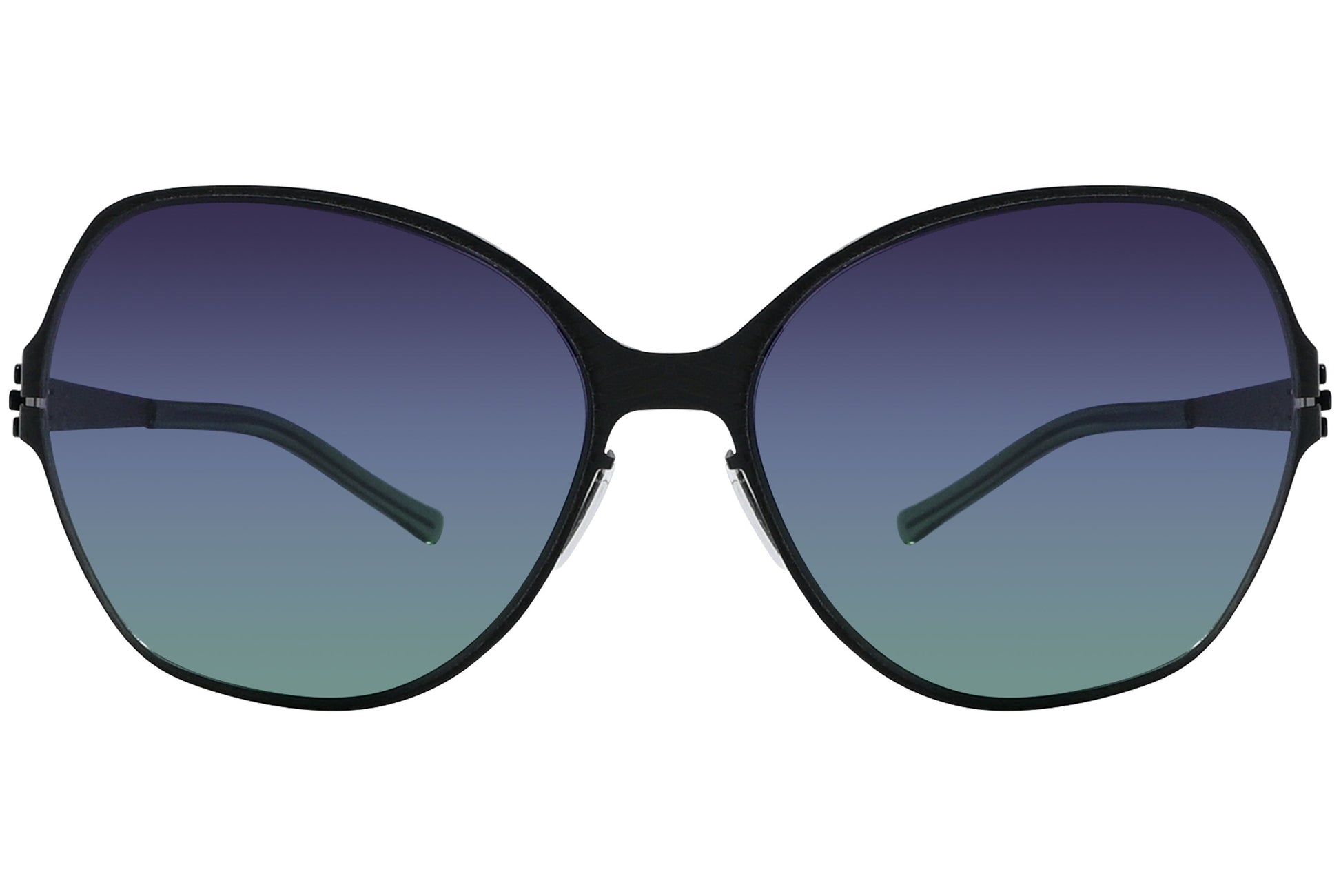 Ic Berlin Black Color Square Sunglasses Viewed From Front Angle.