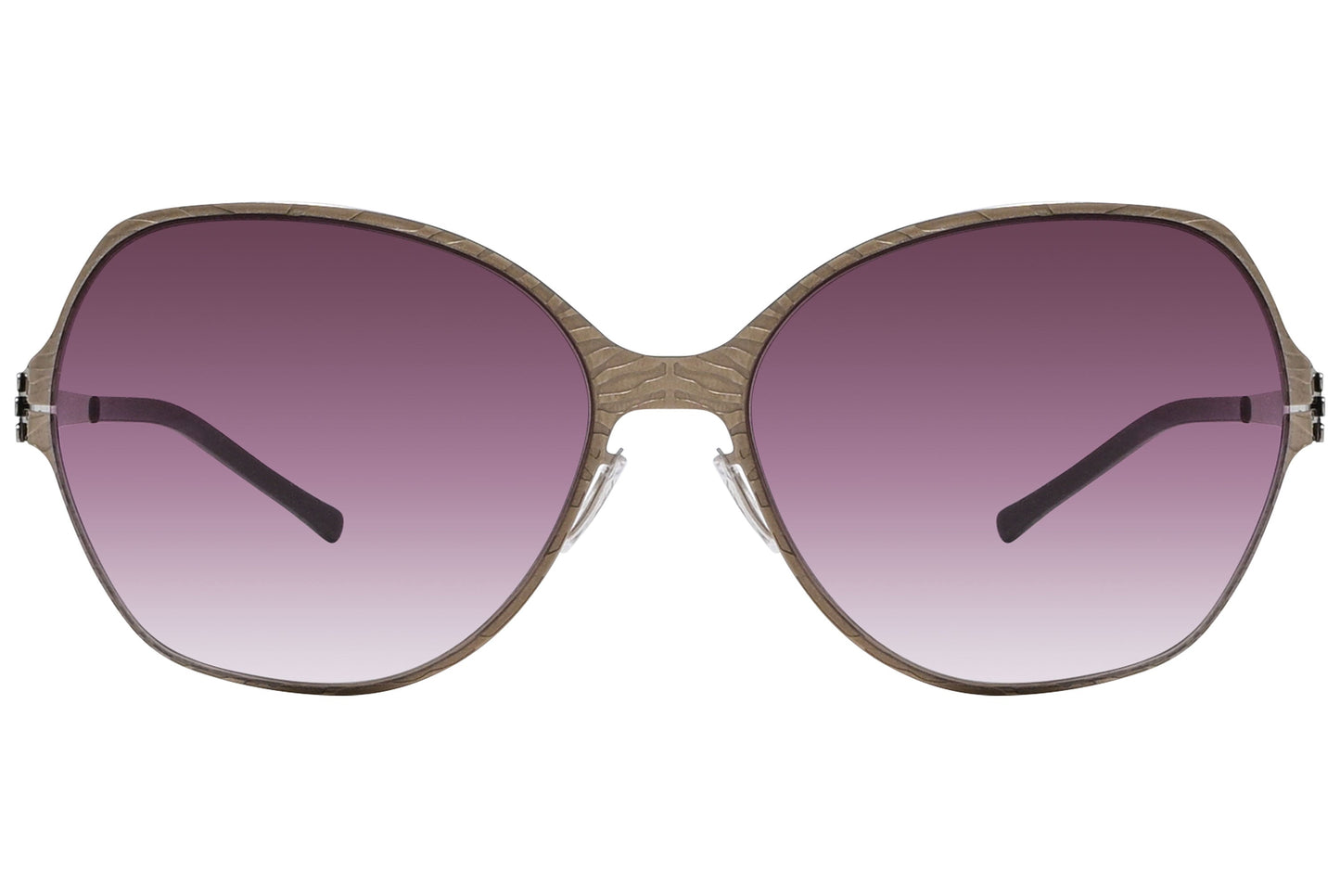 Ic Berlin Bronze Color Square Sunglasses Viewed From Front Angle.