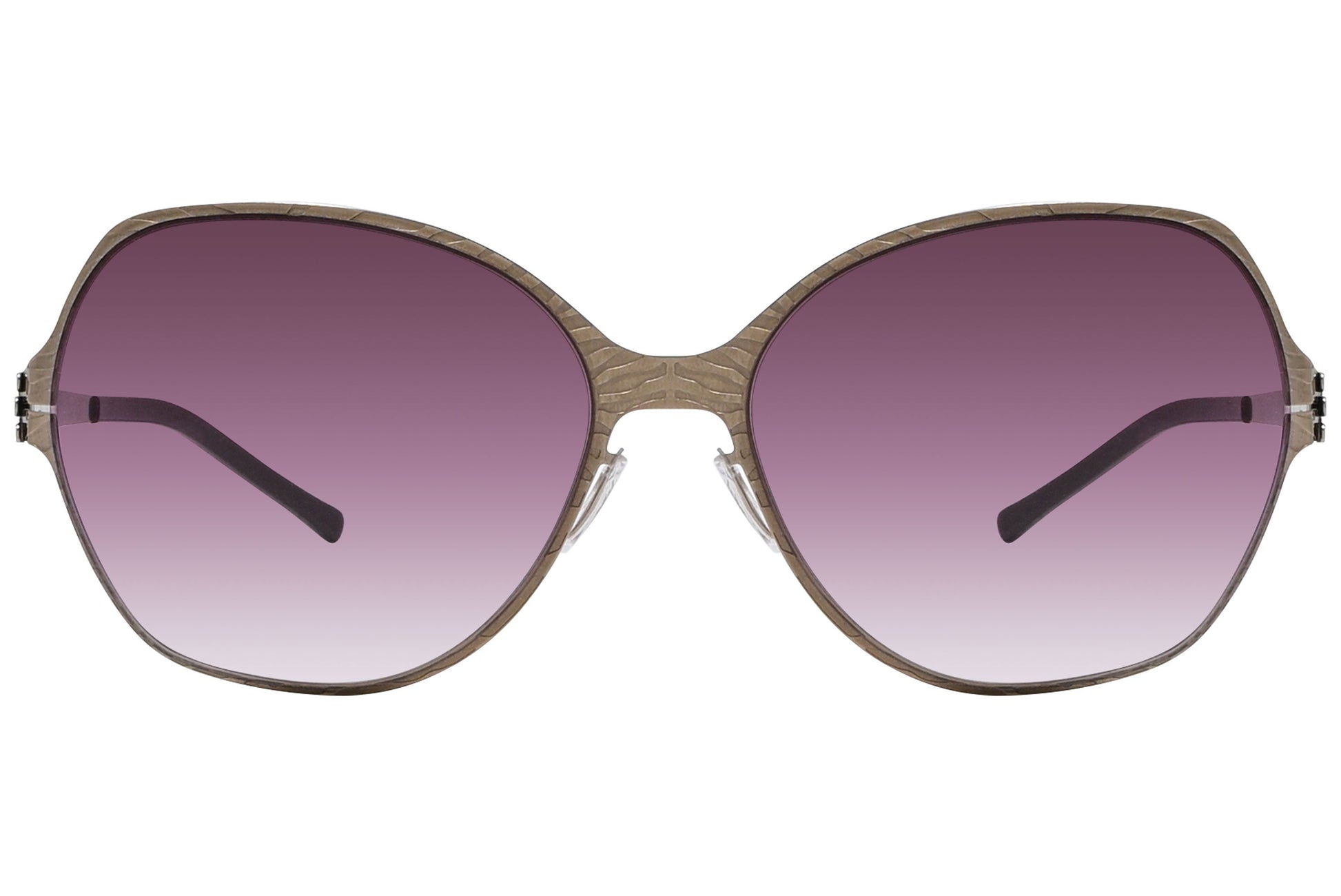 Ic Berlin Bronze Color Square Sunglasses Viewed From Front Angle.