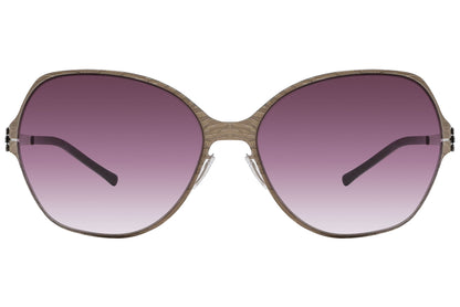 Ic Berlin Bronze Color Square Sunglasses Viewed From Front Angle.