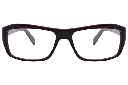 jil sander rectangle maroon eyeglasses frame viewed from front angle.