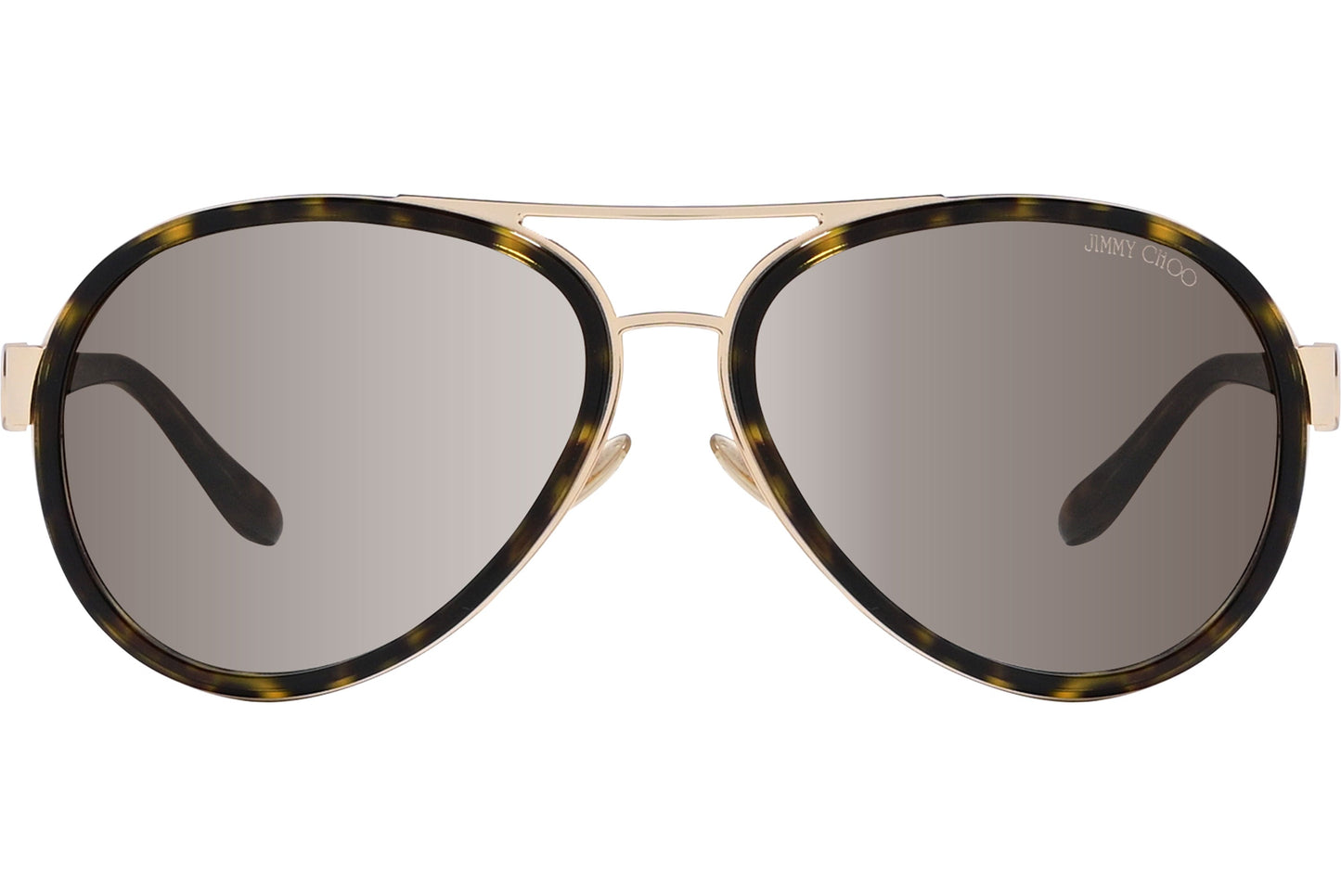 Jimmy Choo Tortoise Color  Sunglasses Viewed From Front Angle.