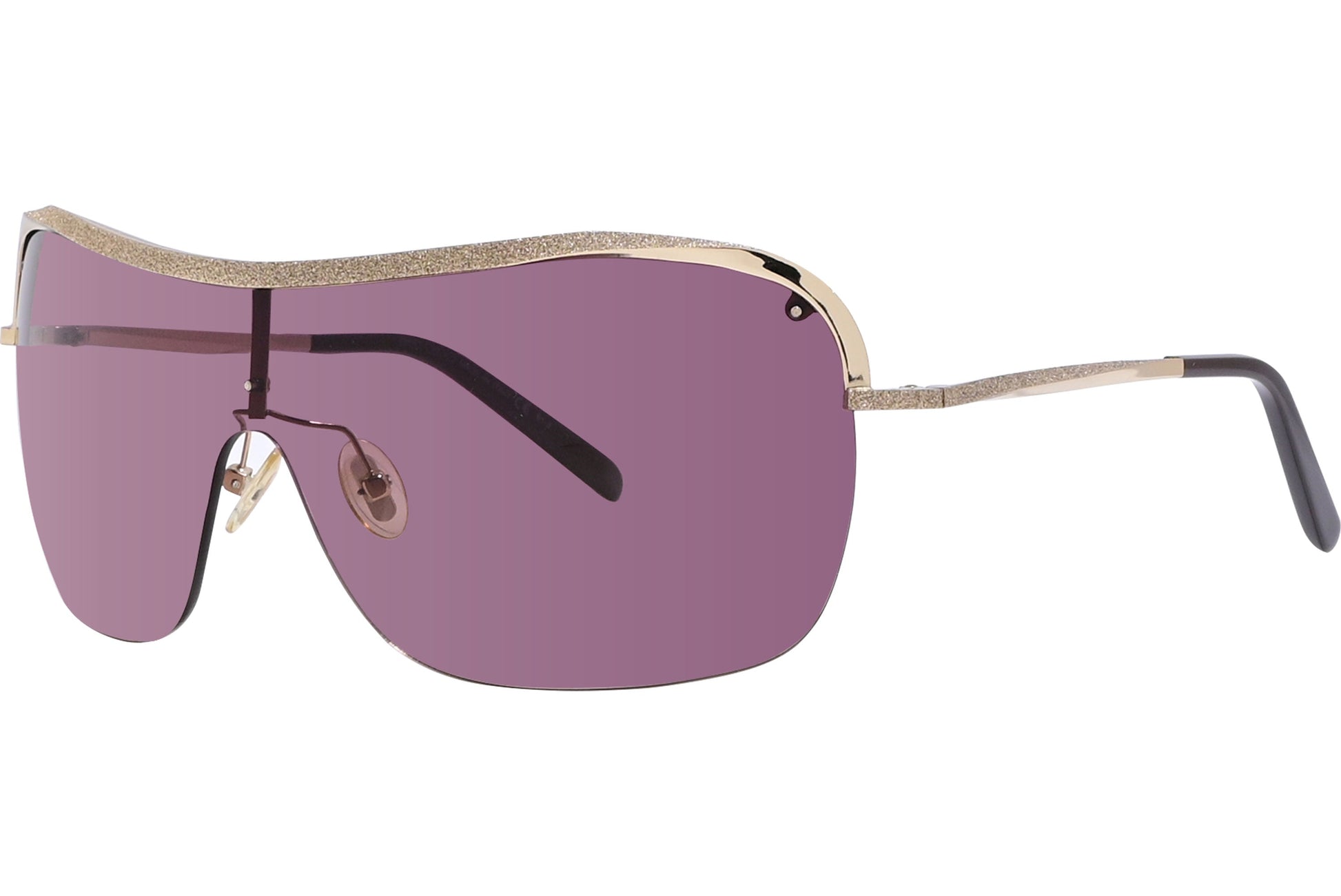 Jimmy Choo Gold Color  Sunglasses Viewed From A 45-Degree Angle.