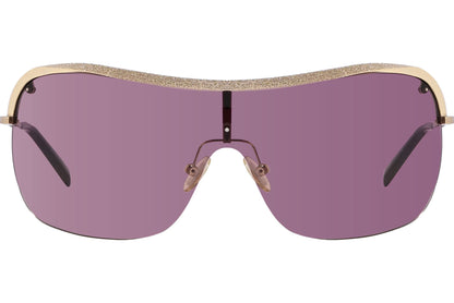 Jimmy Choo Gold Color  Sunglasses Viewed From Front Angle.