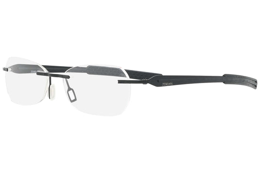 jordan rimless black eyeglasses frame viewed from a 45-degree angle.