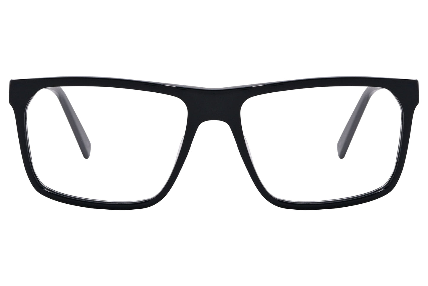 karl lagerfeld wayfarer black eyeglasses frame viewed from front angle.