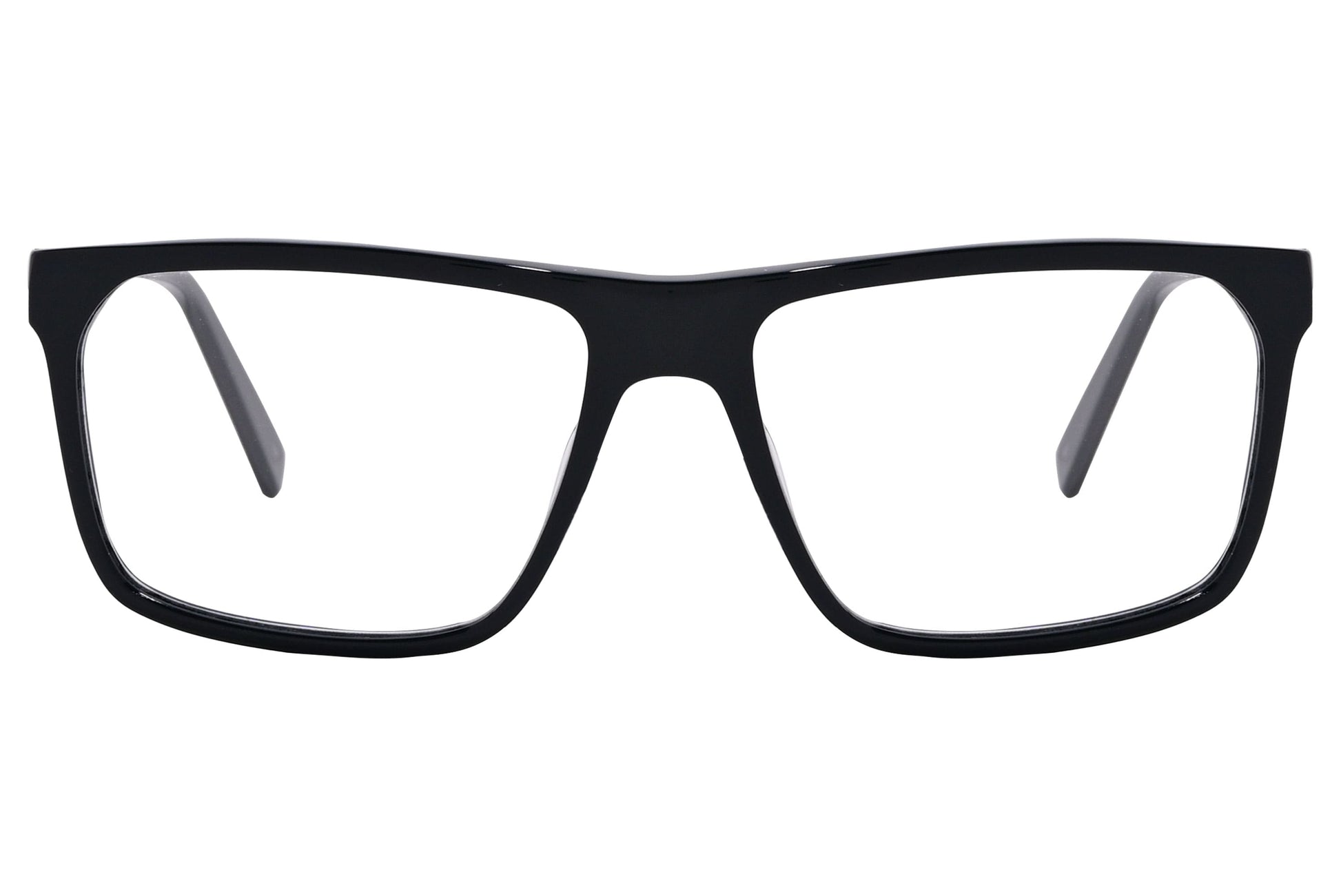 karl lagerfeld wayfarer black eyeglasses frame viewed from front angle.