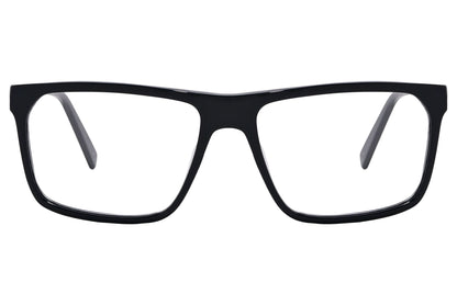 karl lagerfeld wayfarer black eyeglasses frame viewed from front angle.