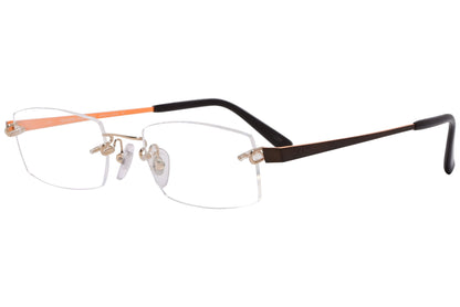 kauzo kawasaki rectangle brown and black eyeglasses frame viewed from a 45-degree angle.