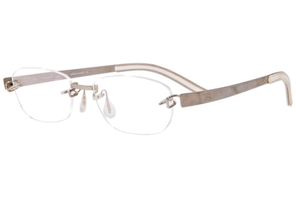 kauzo kawasaki rectangle gray eyeglasses frame viewed from a 45-degree angle.