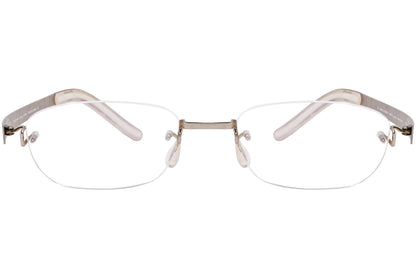 kauzo kawasaki rectangle gray eyeglasses frame viewed from front angle.