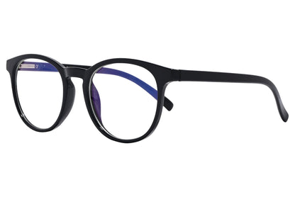 likii round black eyeglasses frame viewed from a 45-degree angle.