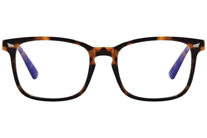 likii square tortoise eyeglasses frame viewed from front angle.