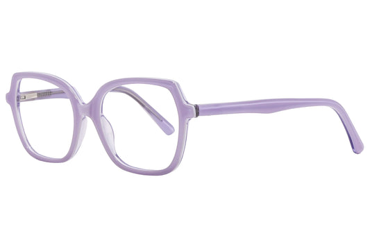 lj geometric light purple eyeglasses frame viewed from a 45-degree angle.