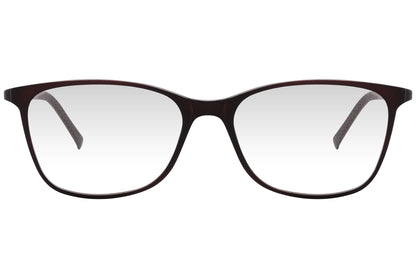 look rectangle brown eyeglasses frame viewed from front angle.