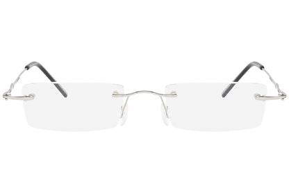 lumix rimless black eyeglasses frame viewed from front view.