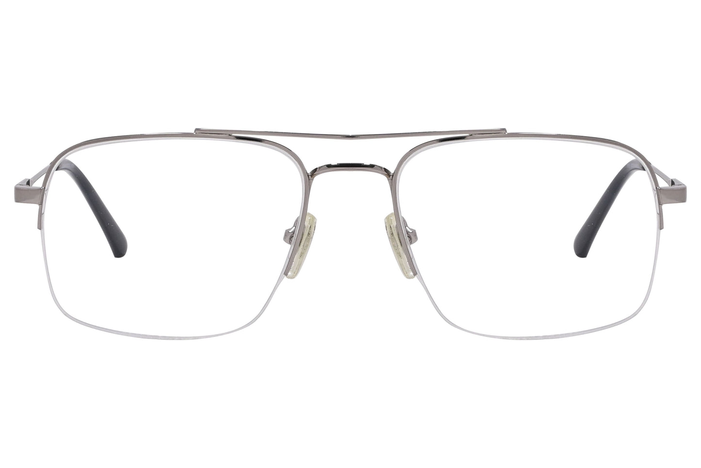 magneto aviator gray eyeglasses frame viewed from front angle.