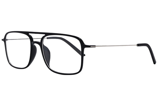 magneto aviator black eyeglasses frame viewed from a 45-degree angle.