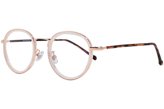 magneto round tortoise eyeglasses frame viewed from a 45-degree angle.