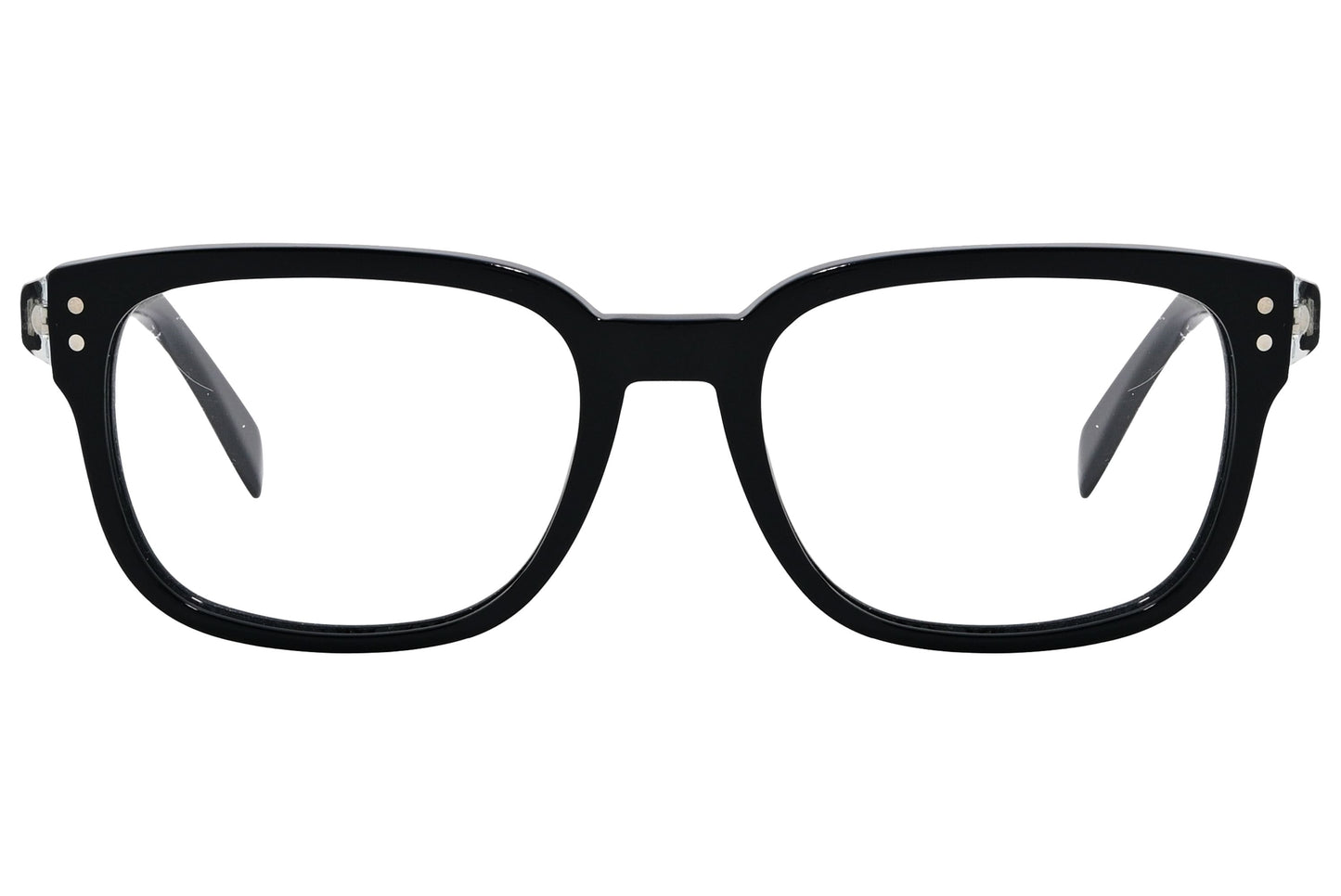 marc by marc jacobs rectangle black eyeglasses frame viewed from front angle.