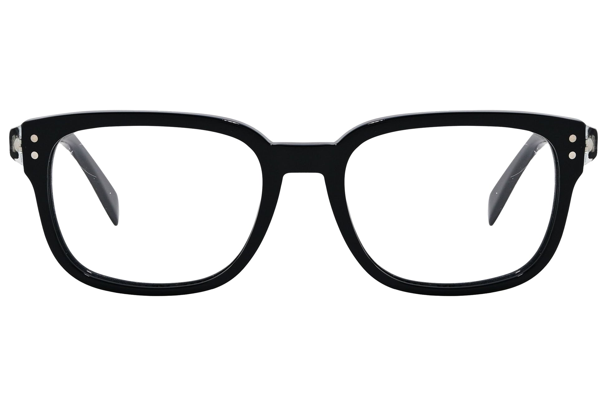 marc by marc jacobs rectangle black eyeglasses frame viewed from front angle.