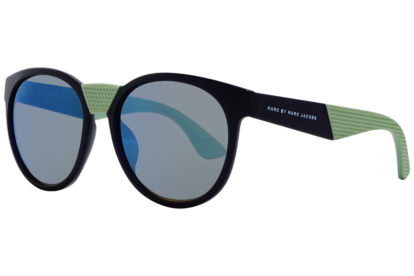 Marc By Marc Jacobs Green Color Round Sunglasses Viewed From A 45-Degree Angle.