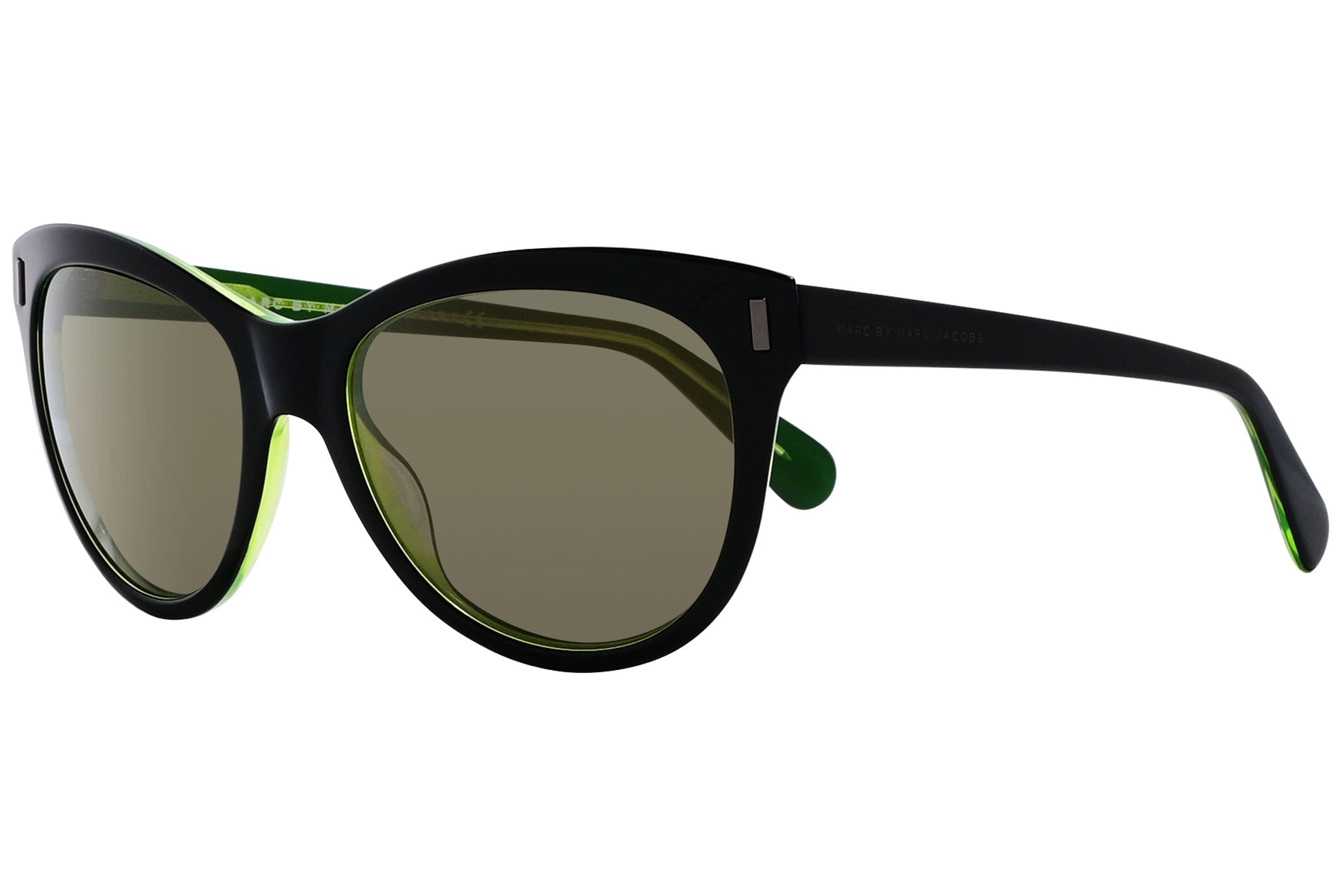 Marc By Marc Jacobs Black Color Cat-Eye Sunglasses Viewed From A 45-Degree Angle.