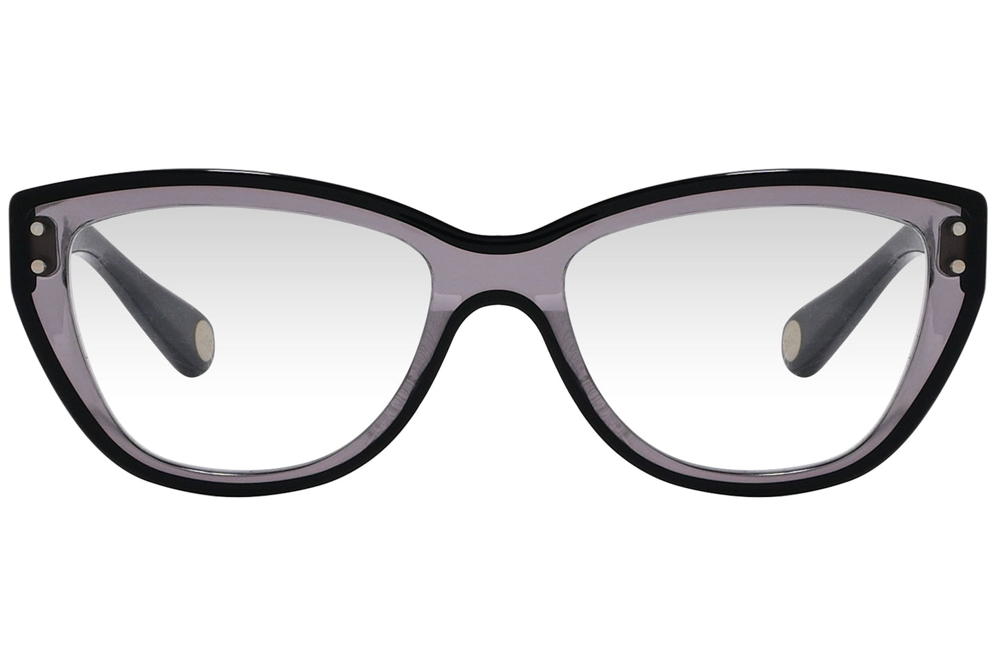 marc jacobs cat-eye black eyeglasses frame viewed from front angle.