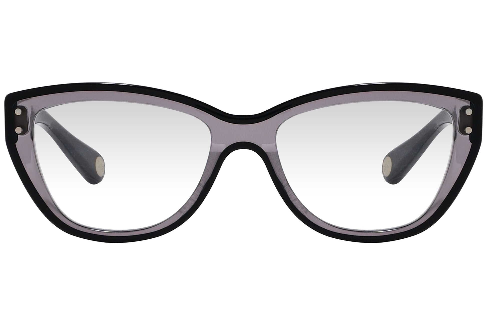 marc jacobs cat-eye black eyeglasses frame viewed from front angle.